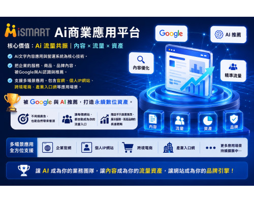 iSmart Ai開店系統 V2 標準版:自帶流量池的獨立站,結合分級分潤機制,讓流量不只帶來商機,更逐步累積為你的永續數位資產 iSmart Ai開店系統 V2 標準版:自帶流量池的獨立站,結合分級分潤機制,讓流量不只帶來商機,更逐步累積為你的永續數位資產